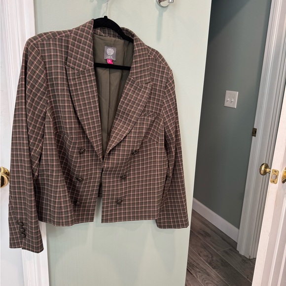 Vince Camuto Cropped Plaid Blazer 18W - Picture 3 of 14